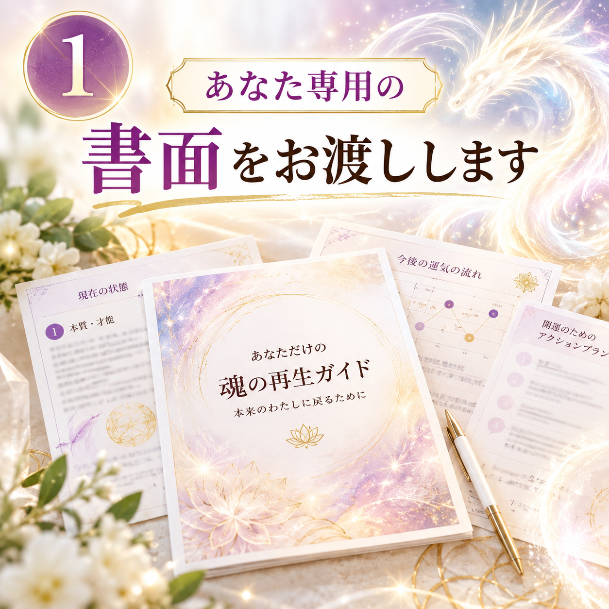 1 あなた専用の書面をお渡しします。受け取ったメッセージをまとめて、LINEでお送りします。