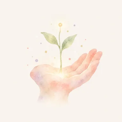 手のひらに芽が育つ、強みと才能のイメージ